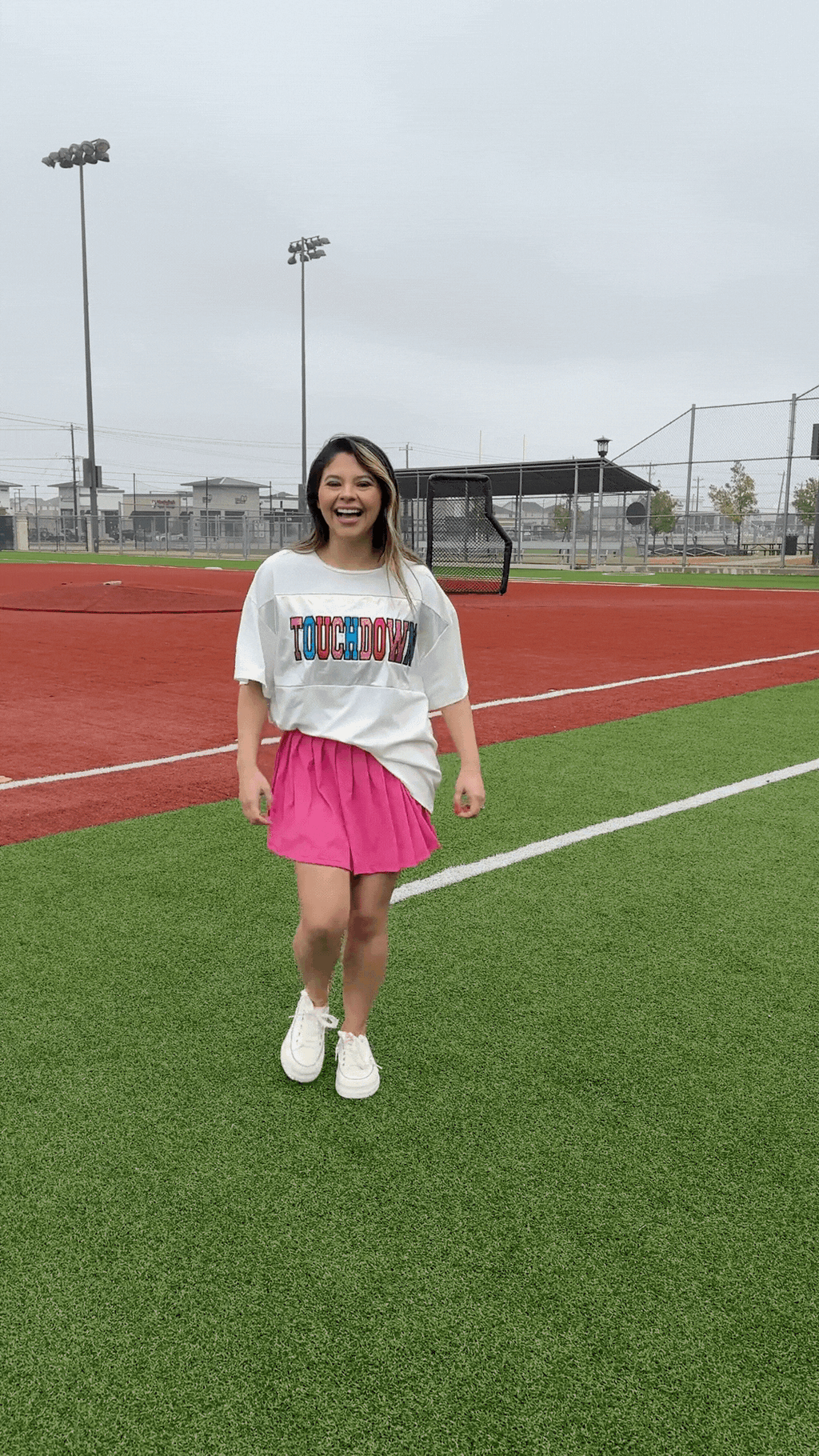 Glitter "Touchdown" on White T-Shirt
