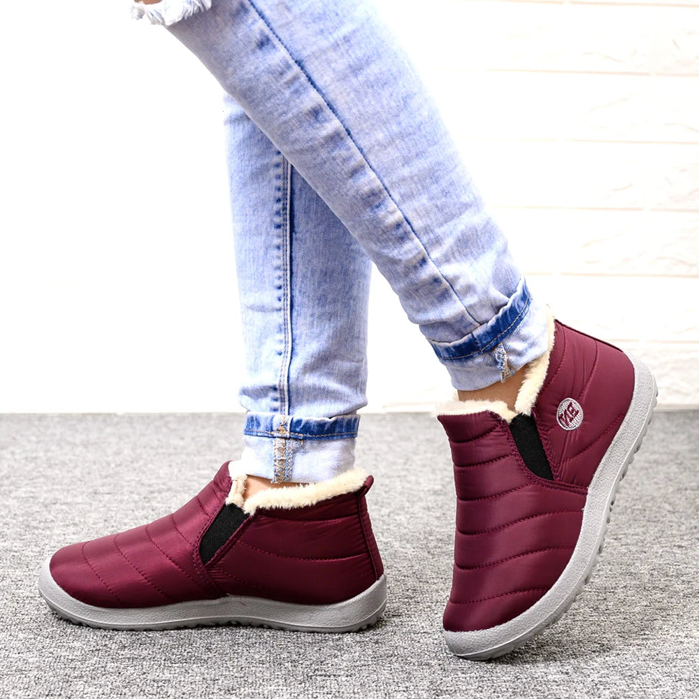 Winter Boots Women Waterproof Snow Women Shoes Flat Casual Winter Shoes Ankle Boots for Women Plus Size Couple Shoes Non-Slip