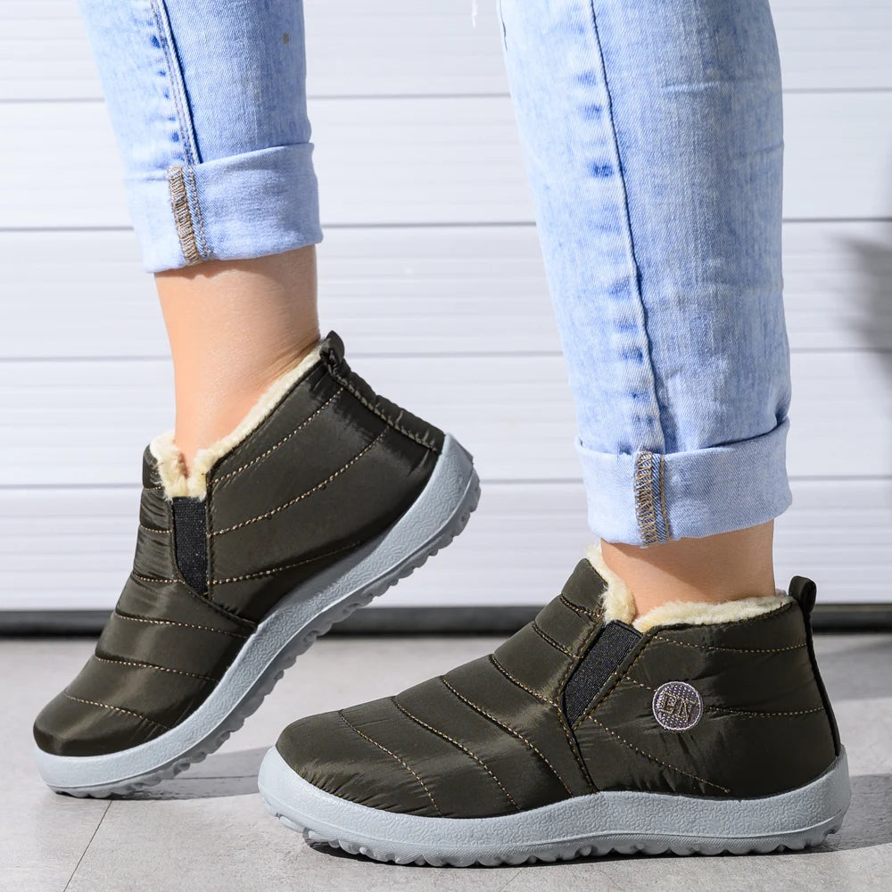Winter Boots Women Waterproof Snow Women Shoes Flat Casual Winter Shoes Ankle Boots for Women Plus Size Couple Shoes Non-Slip