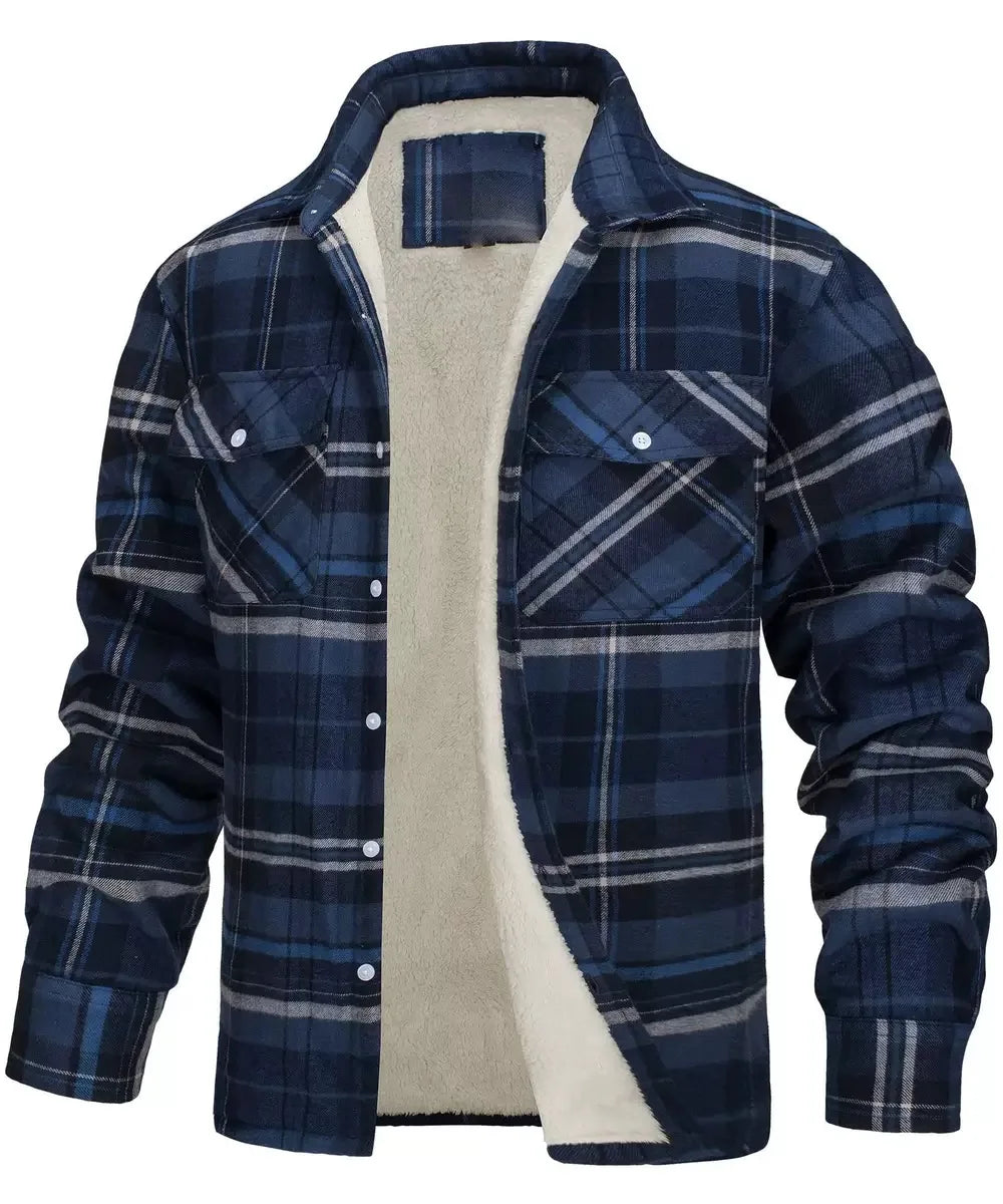 Winter Fashion Trend With Thick Fleece and Warm Plaid Jacket For Men's Casual Loose Sports Plus Large Size High-Quality Jacket