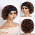 Brown Curly Headband Wig Human Hair Glueless Pixie Cut Wear And Go Elastic Band Natural Soft Curls for Women Daily Use