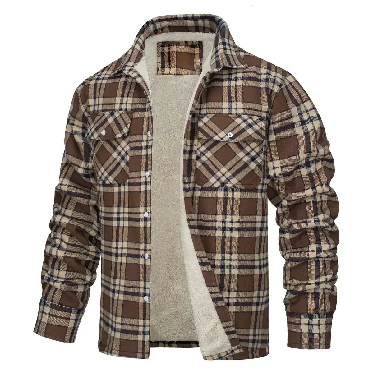 Winter Fashion Trend With Thick Fleece and Warm Plaid Jacket For Men's Casual Loose Sports Plus Large Size High-Quality Jacket