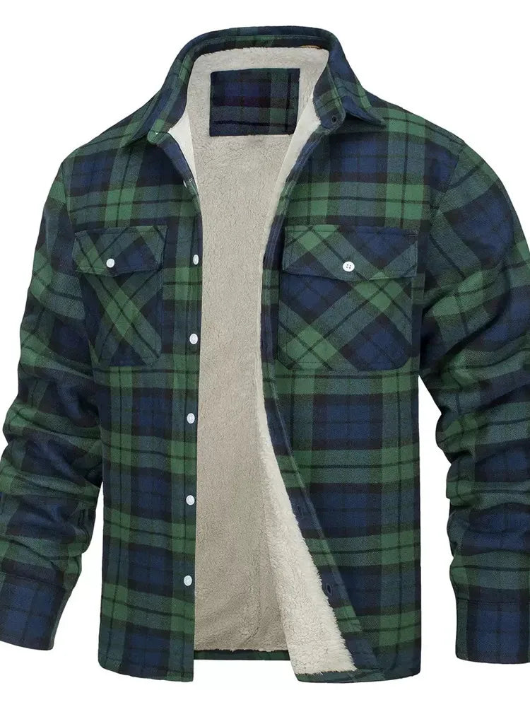Winter Fashion Trend With Thick Fleece and Warm Plaid Jacket For Men's Casual Loose Sports Plus Large Size High-Quality Jacket