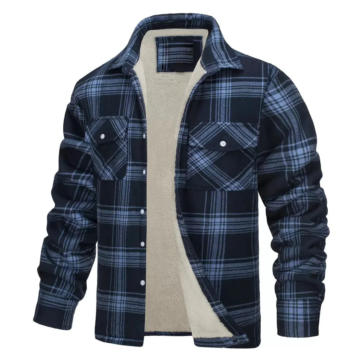 Winter Fashion Trend With Thick Fleece and Warm Plaid Jacket For Men's Casual Loose Sports Plus Large Size High-Quality Jacket