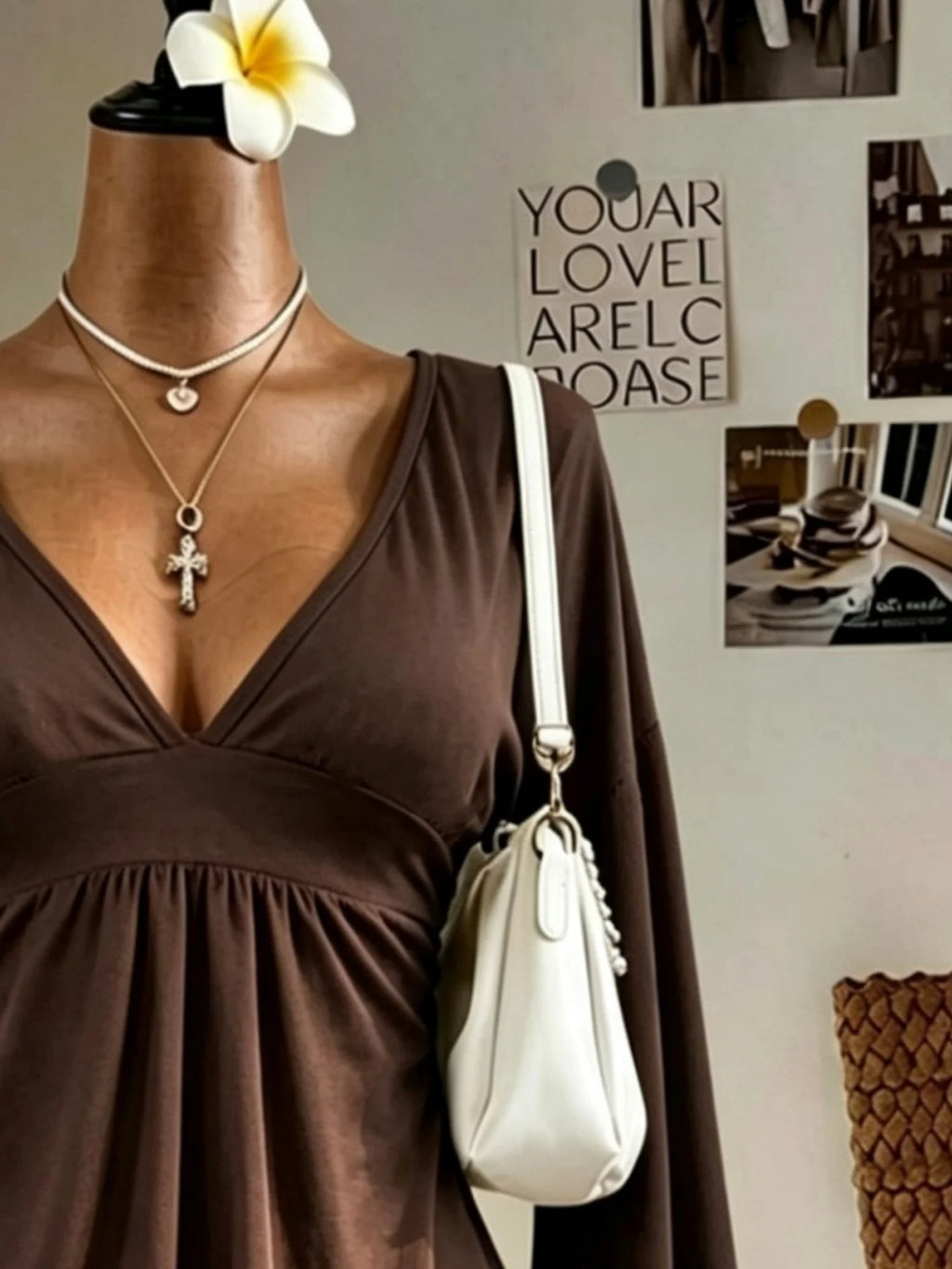 Women Deep V Neck Bell Sleeve Blouse Empire Waist Ruched Peplum Top Loose Fit Casual Flowy Shirt Daily Outfit