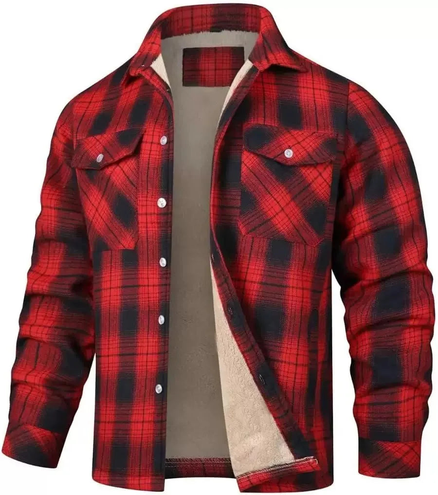 Winter Fashion Trend With Thick Fleece and Warm Plaid Jacket For Men's Casual Loose Sports Plus Large Size High-Quality Jacket