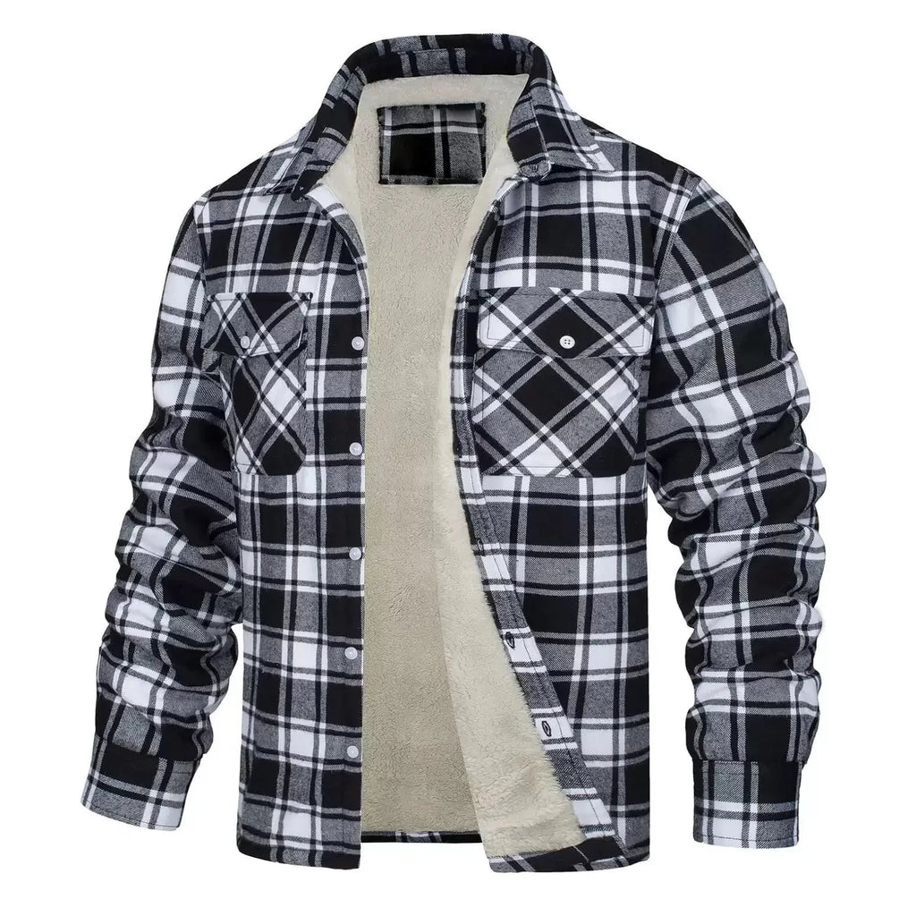 Winter Fashion Trend With Thick Fleece and Warm Plaid Jacket For Men's Casual Loose Sports Plus Large Size High-Quality Jacket