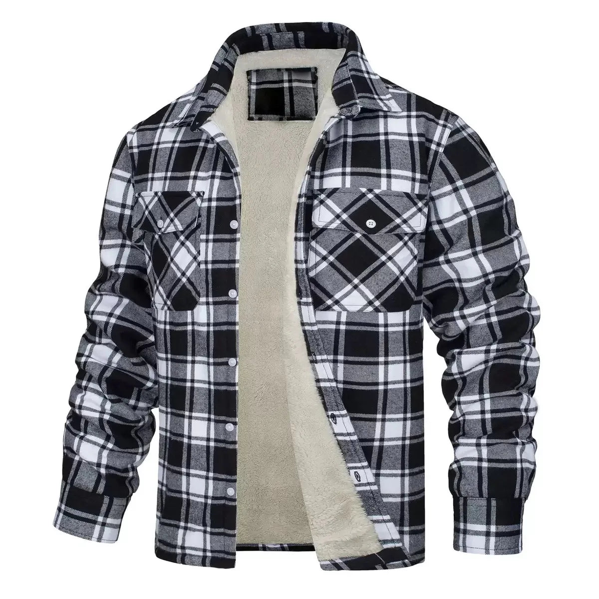 Winter Fashion Trend With Thick Fleece and Warm Plaid Jacket For Men's Casual Loose Sports Plus Large Size High-Quality Jacket