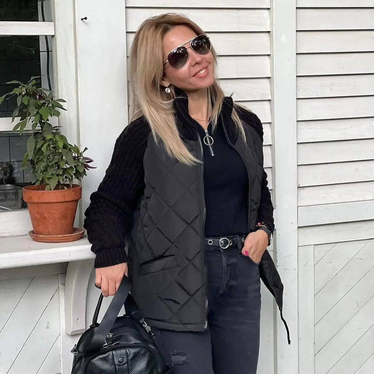 Women Knit Patchwork Puffy Jacket Zipper Stand Collar Cardigan Coat Outwear Long Sleeved Cotton-padded Casual Solid Color Parkas