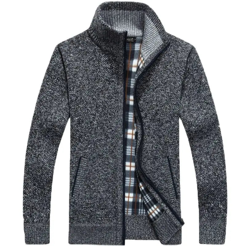 2026 Autumn Winter Men's Sweater Coat Faux Fur Wool Sweater Jackets Men Zipper Knitted Thick Coat Warm Casual Knitwear Cardigan