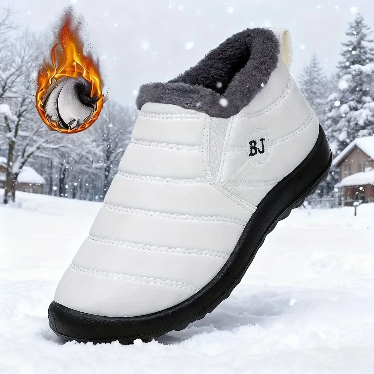 Warm Snow Boots for Women Men Slip Resistant Thick Sole Arctic Insulation Round Toe Outdoor Shoes PU Sole