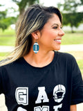 Game Day Darling Football Earrings, Midnight Blue Glitter