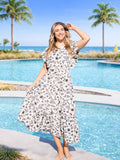Black & Ivory Floral Tiered Dress