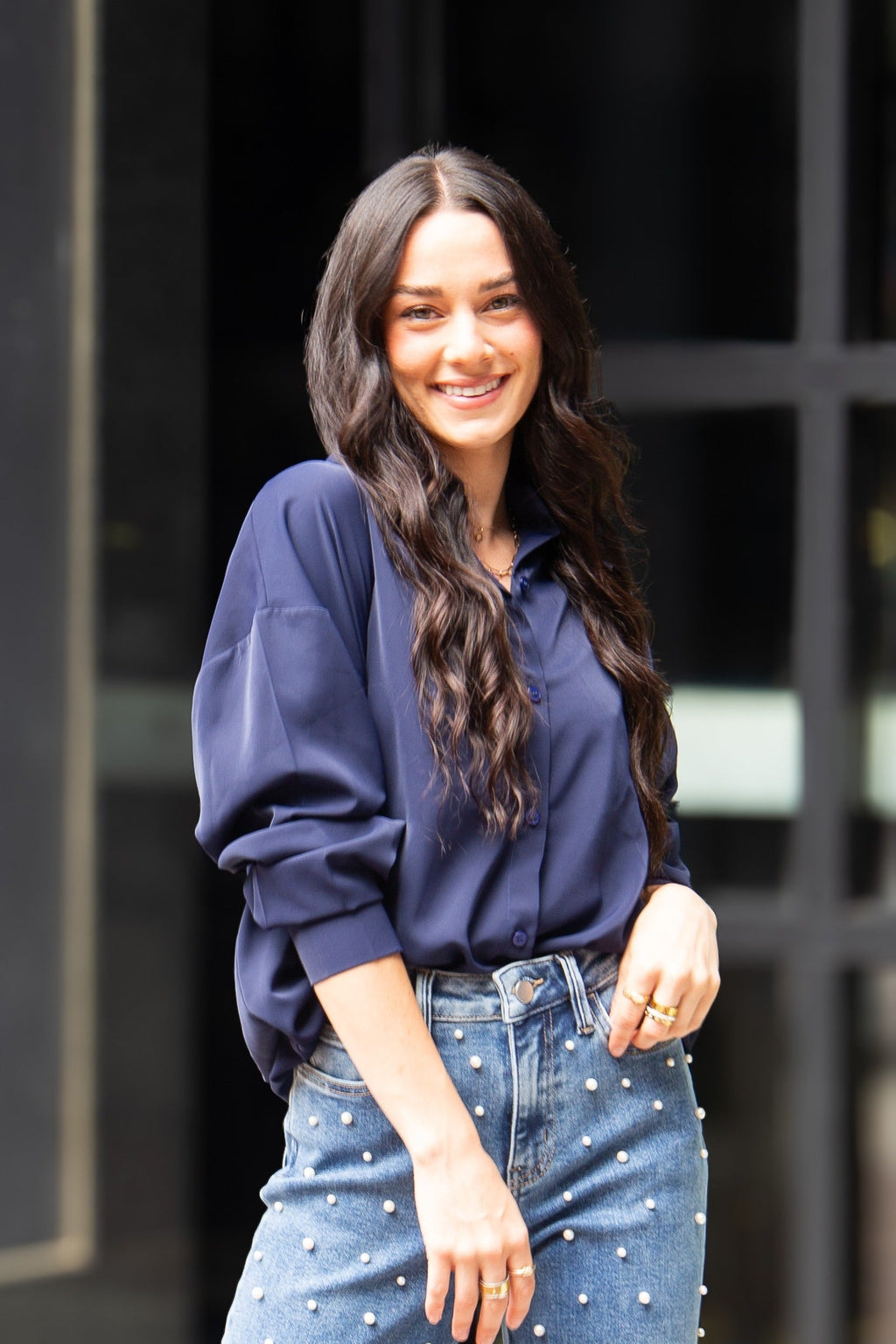 Kathryn Classic Button-Up, Navy