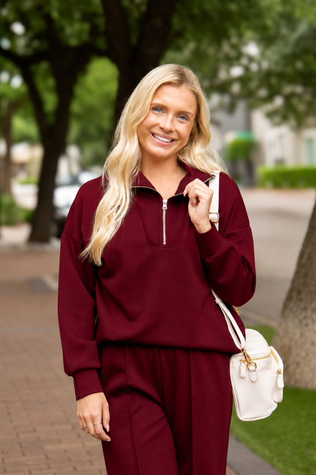 Butter Soft Quarter-Zip Top, Maroon