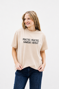 Practice. Practice. Game Day. Repeat on Beige Boxy Tee Blank