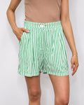 Trouser Shorts, Green Stripes