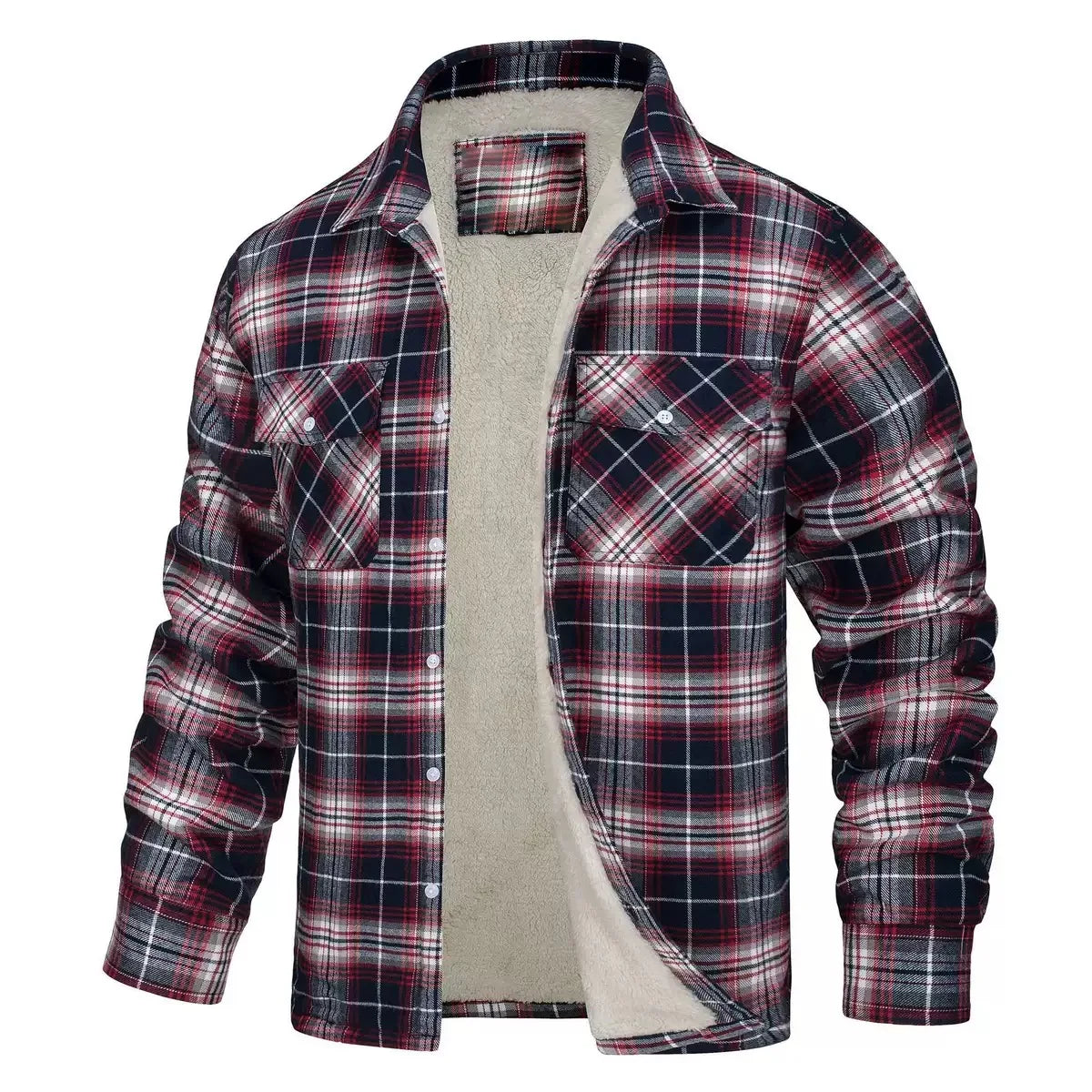 Winter Fashion Trend With Thick Fleece and Warm Plaid Jacket For Men's Casual Loose Sports Plus Large Size High-Quality Jacket