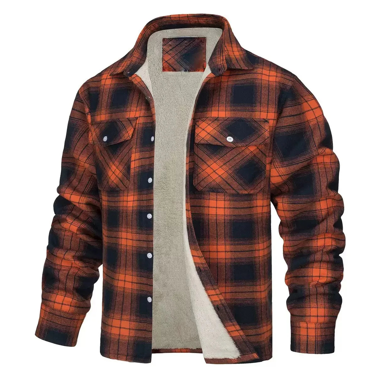 Winter Fashion Trend With Thick Fleece and Warm Plaid Jacket For Men's Casual Loose Sports Plus Large Size High-Quality Jacket