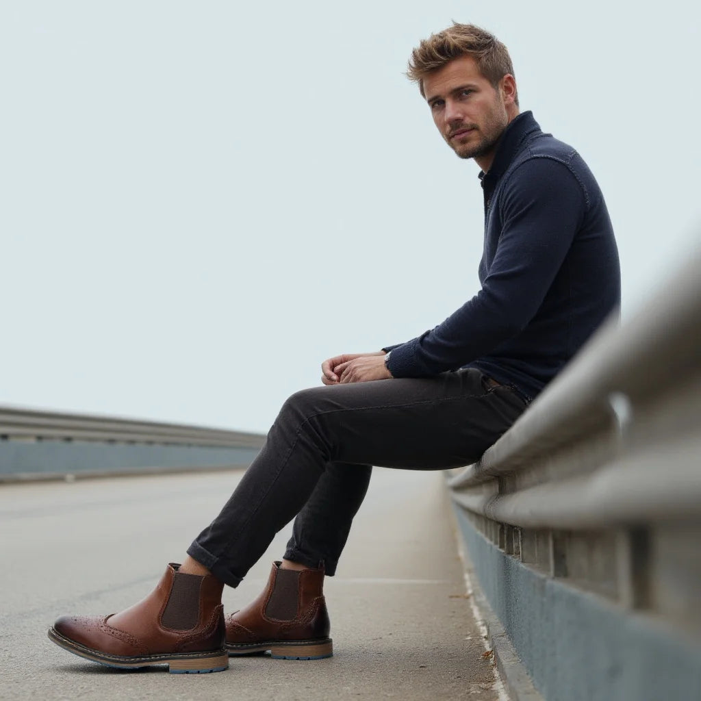 Chelsea Boots Men 2026 Comfortable Brand Fashion Leather Boots