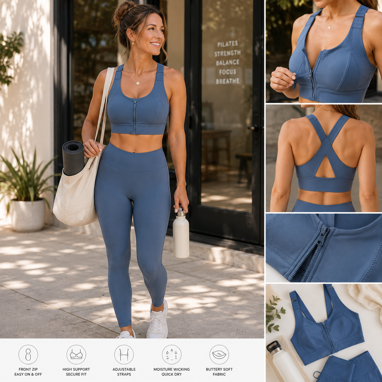 Front Zipper High Impact Athletic Bra